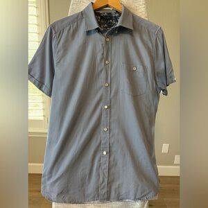 Ted Baker London Shirt Size 5 Large Navy Geometric Short Sleeve EUC